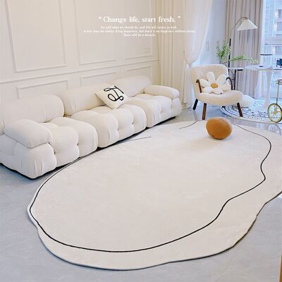 HEAT Dicker, Dichter Teppich, Geruchlos Und Maschinenwaschbar, Für Das Wohnzimmer, Unregelmäßige Form, Milchig-weiß, 80 X 120 Cm / 31,5 X 47,2 Zoll HEAT Dicker, Dichter Teppich, Geruchlos Und Maschinenwaschbar, Für Das Wohnzimmer, Unregelmäßige Form, Milchig-weiß, 80 X 120 Cm / 31,5 X 47,2 Zoll