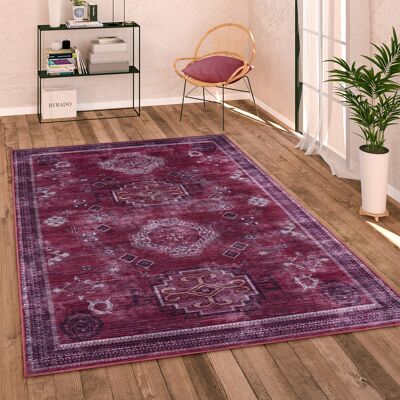 Paco Home Teppich Wohnzimmer Flachgewebe Vintage Orient Ornamente Bordüre Waschbar Rot, 120 Cm Rund Paco Home Teppich Wohnzimmer Flachgewebe Vintage Orient Ornamente Bordüre Waschbar Rot, 120 Cm Rund