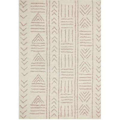 Beliani Baumwoll-Teppich - Geometrisches Muster, 140x200 cm, Beige & Rosa - Teppich Beliani Baumwoll-Teppich - Geometrisches Muster, 140x200 cm, Beige & Rosa - Teppich