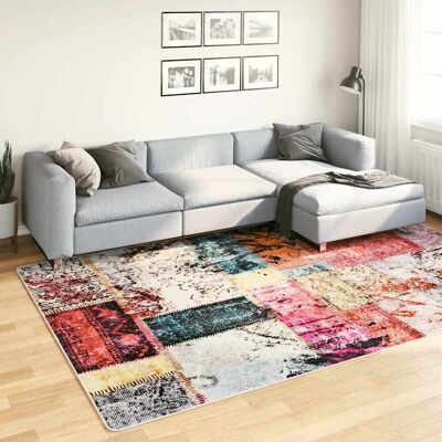 vidaXL Teppich 190x300 cm Mehrfarben Patchwork Rutschfest vidaXL Teppich 190x300 cm Mehrfarben Patchwork Rutschfest