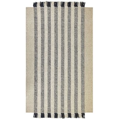 Beliani Woll-Teppich Off-White Schwarz - Flur Teppich Beliani Woll-Teppich Off-White Schwarz - Flur Teppich