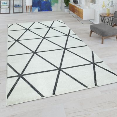Paco Home Wohnzimmer Teppich Moderne Pastell Farben Skandinavischer Stil Rauten Muster 60x100 Cm, Weiß-anthrazit Paco Home Wohnzimmer Teppich Moderne Pastell Farben Skandinavischer Stil Rauten Muster 60x100 Cm, Weiß-anthrazit