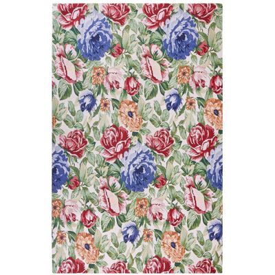 Beliani Teppich Mehrfarbig Baumwolle 140 x 200 cm Florales Muster Flachgewebe Jacquard Wohnzimmer Schlafzimmer - Teppich Beliani Teppich Mehrfarbig Baumwolle 140 x 200 cm Florales Muster Flachgewebe Jacquard Wohnzimmer Schlafzimmer - Teppich