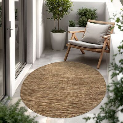 Paco Home In- & Outdoor Teppich Flachgewebe Einfarbig Modern Wetterfest Für Terrasse Küche 160 Cm Rund, Coffee Paco Home In- & Outdoor Teppich Flachgewebe Einfarbig Modern Wetterfest Für Terrasse Küche 160 Cm Rund, Coffee