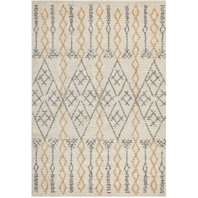 Beliani Baumwolle Teppich 160x230cm Beige Gelb Geometrisches Muster Handgefertigt - Teppich Beliani Baumwolle Teppich 160x230cm Beige Gelb Geometrisches Muster Handgefertigt - Teppich