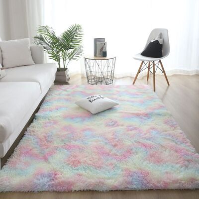 Minkurow Flauschiger Kunstpelz-bodenteppich, Flauschiger Teppich, Dekorativer Farbverlauf, Bodenmatte Für Schlafzimmer, Wohnzimmer, Esszimmer (regenbogenfarben, 80 X 160 Cm) Minkurow Flauschiger Kunstpelz-bodenteppich, Flauschiger Teppich, Dekorativer Farbverlauf, Bodenmatte Für Schlafzimmer, Wohnzimmer, Esszimmer (regenbogenfarben, 80 X 160 Cm)