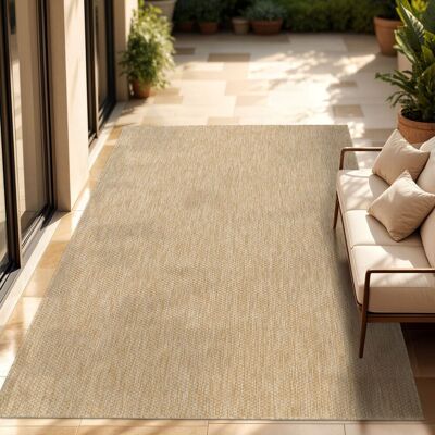 Paco Home - In- & Outdoor Teppich Flachgewebe Einfarbig Modern Wetterfest Für Terrasse Küche 200 Cm Quadrat, Natur Paco Home - In- & Outdoor Teppich Flachgewebe Einfarbig Modern Wetterfest Für Terrasse Küche 200 Cm Quadrat, Natur