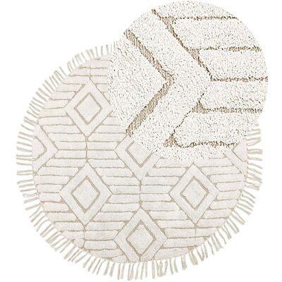 Beliani Runde Baumwoll-Teppich - Boho Stil Beliani Runde Baumwoll-Teppich - Boho Stil
