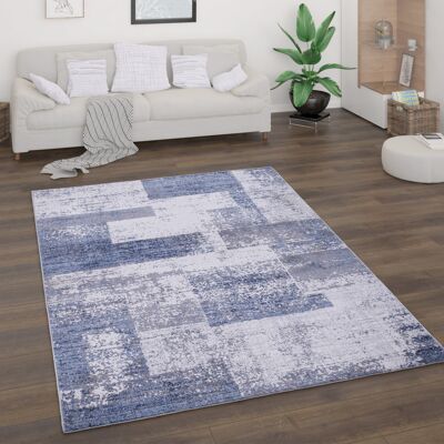 Paco Home Teppich Wohnzimmer Kurzflor Vintage Abstrakt Modern Geometrisch Rautenmuster 200x280 Cm, Blau 2 Paco Home Teppich Wohnzimmer Kurzflor Vintage Abstrakt Modern Geometrisch Rautenmuster 200x280 Cm, Blau 2