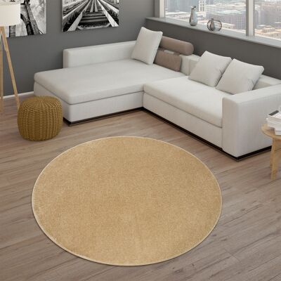 Paco Home - Teppich Für Wohnzimmer Einfarbig Kurzflor Schlicht Und Modern Gold Beige Ø 160 Cm Rund Paco Home - Teppich Für Wohnzimmer Einfarbig Kurzflor Schlicht Und Modern Gold Beige Ø 160 Cm Rund