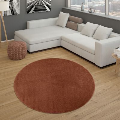 Paco Home - Teppich Wohnzimmer Kurzflor Schlafzimmer Modernes Einfarbiges Muster Braun Rot 160 Cm Rund Paco Home - Teppich Wohnzimmer Kurzflor Schlafzimmer Modernes Einfarbiges Muster Braun Rot 160 Cm Rund