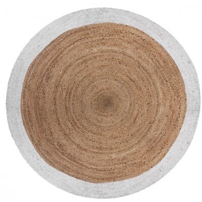 Runder Teppich Aus Jute Mit Schwarzem Oder Weißem Rand Durchmesser 120 Cm Atmosphera - Weiß Runder Teppich Aus Jute Mit Schwarzem Oder Weißem Rand Durchmesser 120 Cm Atmosphera - Weiß