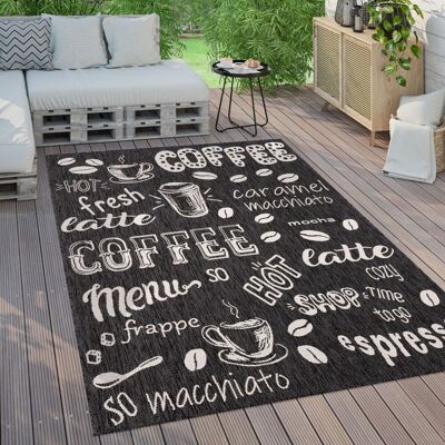 Paco Home Outdoor Teppich Wetterfest Balkon Küche Modernes Muster Mit Schriftzug 80x150 Cm, Anthrazit 3 Paco Home Outdoor Teppich Wetterfest Balkon Küche Modernes Muster Mit Schriftzug 80x150 Cm, Anthrazit 3
