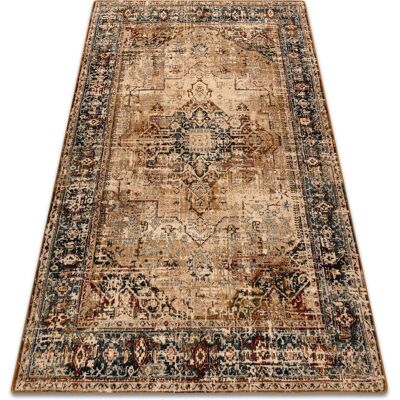 Rugsx - Wollteppich Dunkelgrün Beige Vintage Muster - Teppich Rugsx - Wollteppich Dunkelgrün Beige Vintage Muster - Teppich