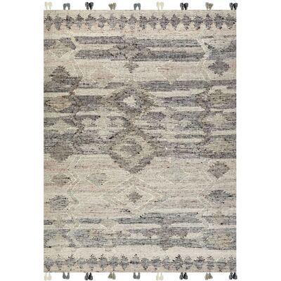 Beliani Woll Kilim Teppich Grau - Geometrisches Patchwork-Design Beliani Woll Kilim Teppich Grau - Geometrisches Patchwork-Design