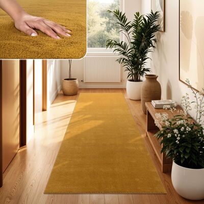 Paco Home - Moderner Wohnzimmer Teppich Kurzflor Waschbar Weich Einfarbig Felloptik Anti-rutsch 60x100 Cm, Gelb Paco Home - Moderner Wohnzimmer Teppich Kurzflor Waschbar Weich Einfarbig Felloptik Anti-rutsch 60x100 Cm, Gelb