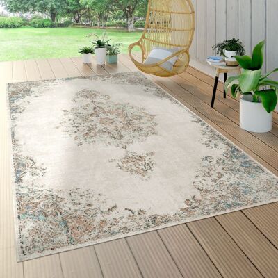PACO HOME Outdoor Teppich - Vintage Persisch Design - Beige Crema - 60x100 cm PACO HOME Outdoor Teppich - Vintage Persisch Design - Beige Crema - 60x100 cm