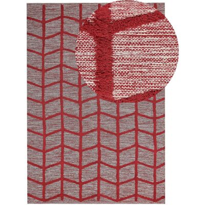 Beliani Baumwoll-Teppich 160 x 230 cm Rot - Area Rug Beliani Baumwoll-Teppich 160 x 230 cm Rot - Area Rug