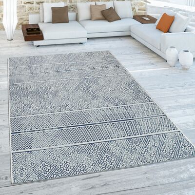 Paco Home Außenläufer Blau/Crema 80x150 cm - Robust, Stilvoll, Ethnische Muster Paco Home Außenläufer Blau/Crema 80x150 cm - Robust, Stilvoll, Ethnische Muster