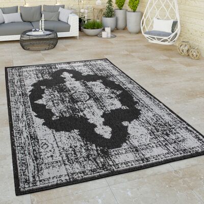 PACO HOME - Orientalisches Muster Outdoor-Teppich 120x160cm - Grau PACO HOME - Orientalisches Muster Outdoor-Teppich 120x160cm - Grau