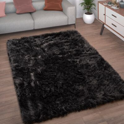 PACO HOME - Faux Fell Teppich, Kissen, Herz, Rund, Schwarz - Teppich PACO HOME - Faux Fell Teppich, Kissen, Herz, Rund, Schwarz - Teppich