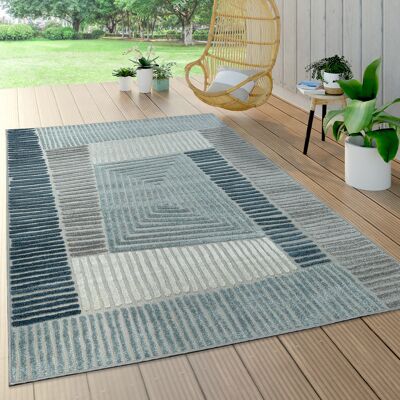 Paco Home - In- & Outdoor Teppich, Terrasse U. Balkon, Wetterfest Modern Geometrische Muster Blau, 120 Cm Rund Paco Home - In- & Outdoor Teppich, Terrasse U. Balkon, Wetterfest Modern Geometrische Muster Blau, 120 Cm Rund