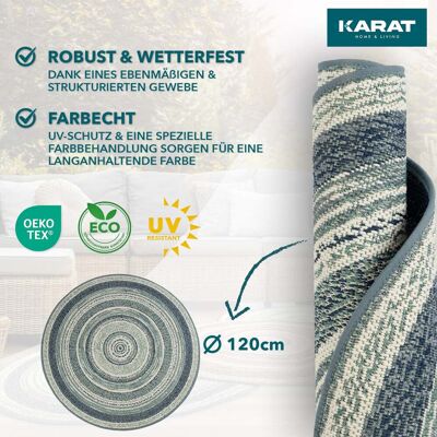 KARAT Outdoorteppich Zoe Blau Rund 120 Cm Durchmesser KARAT Outdoorteppich Zoe Blau Rund 120 Cm Durchmesser