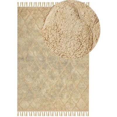 Beliani Baumwoll-Teppich 160 x 230 cm - Geometrisches Muster - Handgefertigt Beliani Baumwoll-Teppich 160 x 230 cm - Geometrisches Muster - Handgefertigt