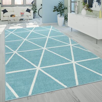 Paco Home - Teppich Wohnzimmer Skaninavisches Rauten Design Weich Pastellfarben Blau Weiß 60x100 Cm Paco Home - Teppich Wohnzimmer Skaninavisches Rauten Design Weich Pastellfarben Blau Weiß 60x100 Cm