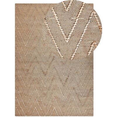 Beliani Jute Teppich - Beige - 160 x 230 cm - Rechteckig - Boho Stil Beliani Jute Teppich - Beige - 160 x 230 cm - Rechteckig - Boho Stil