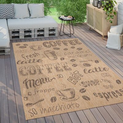 Paco Home Outdoor Teppich Wetterfest Balkon Küche Modernes Muster Mit Schriftzug 80x250 Cm, Beige 3 Paco Home Outdoor Teppich Wetterfest Balkon Küche Modernes Muster Mit Schriftzug 80x250 Cm, Beige 3
