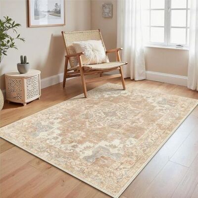 OEM Vintage-teppich In Braun, 60 X 90 Cm, Rutschfeste Unterseite, Waschbar, Kurzer Flor, Geeignet Für Küchen, Esszimmer, Büros Und Schlafzimmer OEM Vintage-teppich In Braun, 60 X 90 Cm, Rutschfeste Unterseite, Waschbar, Kurzer Flor, Geeignet Für Küchen, Esszimmer, Büros Und Schlafzimmer