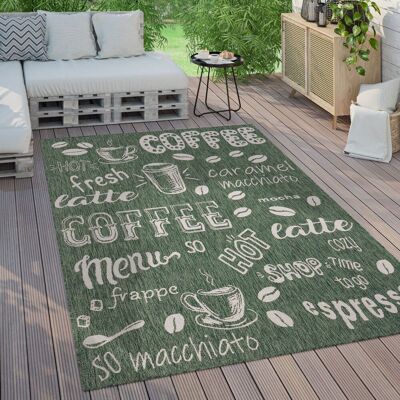 Paco Home Outdoor Teppich Wetterfest Balkon Küche Modernes Muster Mit Schriftzug 80x250 Cm, Grün Paco Home Outdoor Teppich Wetterfest Balkon Küche Modernes Muster Mit Schriftzug 80x250 Cm, Grün