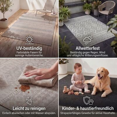 Paco Home Rundteppich - Boho Geometrisch 200cm - Indoor/Outdoor Paco Home Rundteppich - Boho Geometrisch 200cm - Indoor/Outdoor