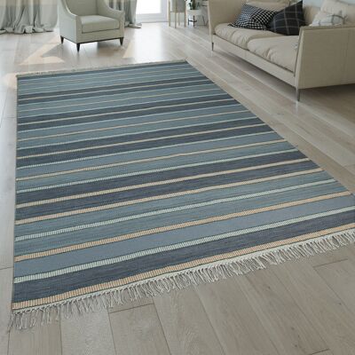 Paco Home Natur Teppich Wolle Modern Handgewebt Gestreift Kelim Design Fransen Blau Beige 120x170 Cm Paco Home Natur Teppich Wolle Modern Handgewebt Gestreift Kelim Design Fransen Blau Beige 120x170 Cm