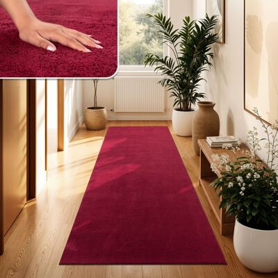 Paco Home - Moderner Wohnzimmer Teppich Kurzflor Waschbar Weich Einfarbig Felloptik Anti-rutsch 80x150 Cm, Rot Paco Home - Moderner Wohnzimmer Teppich Kurzflor Waschbar Weich Einfarbig Felloptik Anti-rutsch 80x150 Cm, Rot