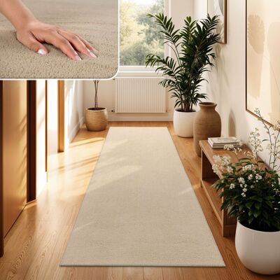 Paco Home - Moderner Wohnzimmer Teppich Kurzflor Waschbar Weich Einfarbig Felloptik Anti-rutsch 80x150 Cm, Beige 2 Paco Home - Moderner Wohnzimmer Teppich Kurzflor Waschbar Weich Einfarbig Felloptik Anti-rutsch 80x150 Cm, Beige 2