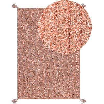 Beliani Baumwoll-Orange Bereichsteppich - 160x230 cm, Handgeknüpft, Modern Boho Beliani Baumwoll-Orange Bereichsteppich - 160x230 cm, Handgeknüpft, Modern Boho