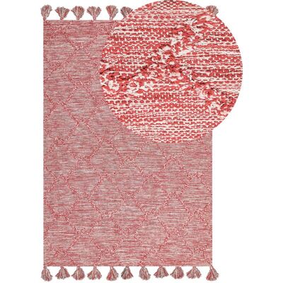 Beliani Baumwoll Rote Area Rug 160 x 230 cm - Teppich Beliani Baumwoll Rote Area Rug 160 x 230 cm - Teppich