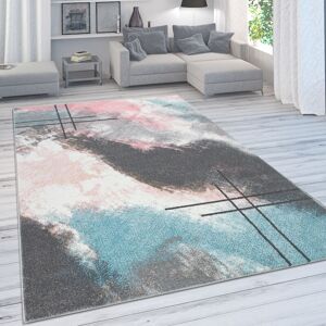 Paco Home - Designer-Teppich Für Wohnzimmer, Pastellfarben, Farbverläufe, Abstrakt In Rosa 60x100 cm