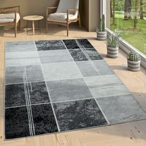 Paco Home - Designer Teppich Kariert in Marmor Optik Meliert Grau Schwarz Weiss Preishammer 60x100 cm