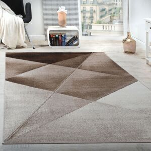 Paco Home - Designer Teppich Modern Geometrische Muster Kurzflor Braun Beige Weiß Meliert 60x100 cm