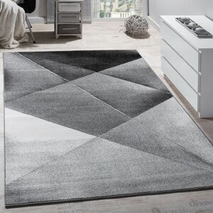 Paco Home Designer Teppich Modern Geometrische Muster Kurzflor Grau Schwarz Weiß Meliert 60x100 cm