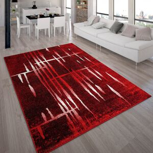 Paco Home - Designer Teppich Modern Trendiger Kurzflor Teppich in Rot Creme Meliert 60x100 cm