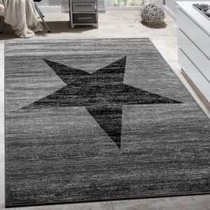 Paco Home - Designer Teppich Stern Muster Modern Trendig Kurzflor Meliert Dunkelgrau 60x100 cm