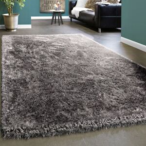 Paco Home - Edler Teppich Shaggy Hochflor Einfarbig Flauschig Glänzend In Grau Hellgrau 60x100 cm