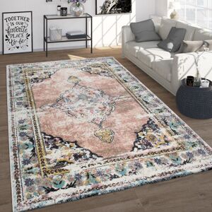 Paco Home - Frisé-Teppich, Vintage-Kurzflor Für Wohnzimmer, Orient-Design, Rosa 60x100 cm