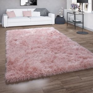 Paco Home - Hochflor-Teppich, Shaggy Für Wohnzimmer, Mit Glitzer-Garn, Einfarbig In Rosa 60x100 cm