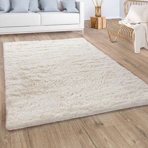 Paco Home - Hochflor Teppich Wohnzimmer Fellteppich Kunstfell Flauschig Rutschfest Creme Beige 60x100 cm