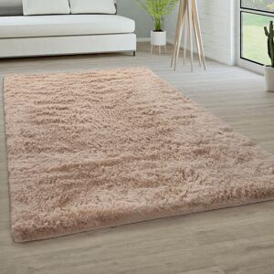 Paco Home - Hochflor Teppich Wohnzimmer Fellteppich Kunstfell Shaggy Flauschig Einfarbig 60x100 cm, Beige